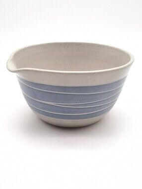 Vintage Ross Canada Signed Studio Pottery Spouted Batter Mixing Bowl